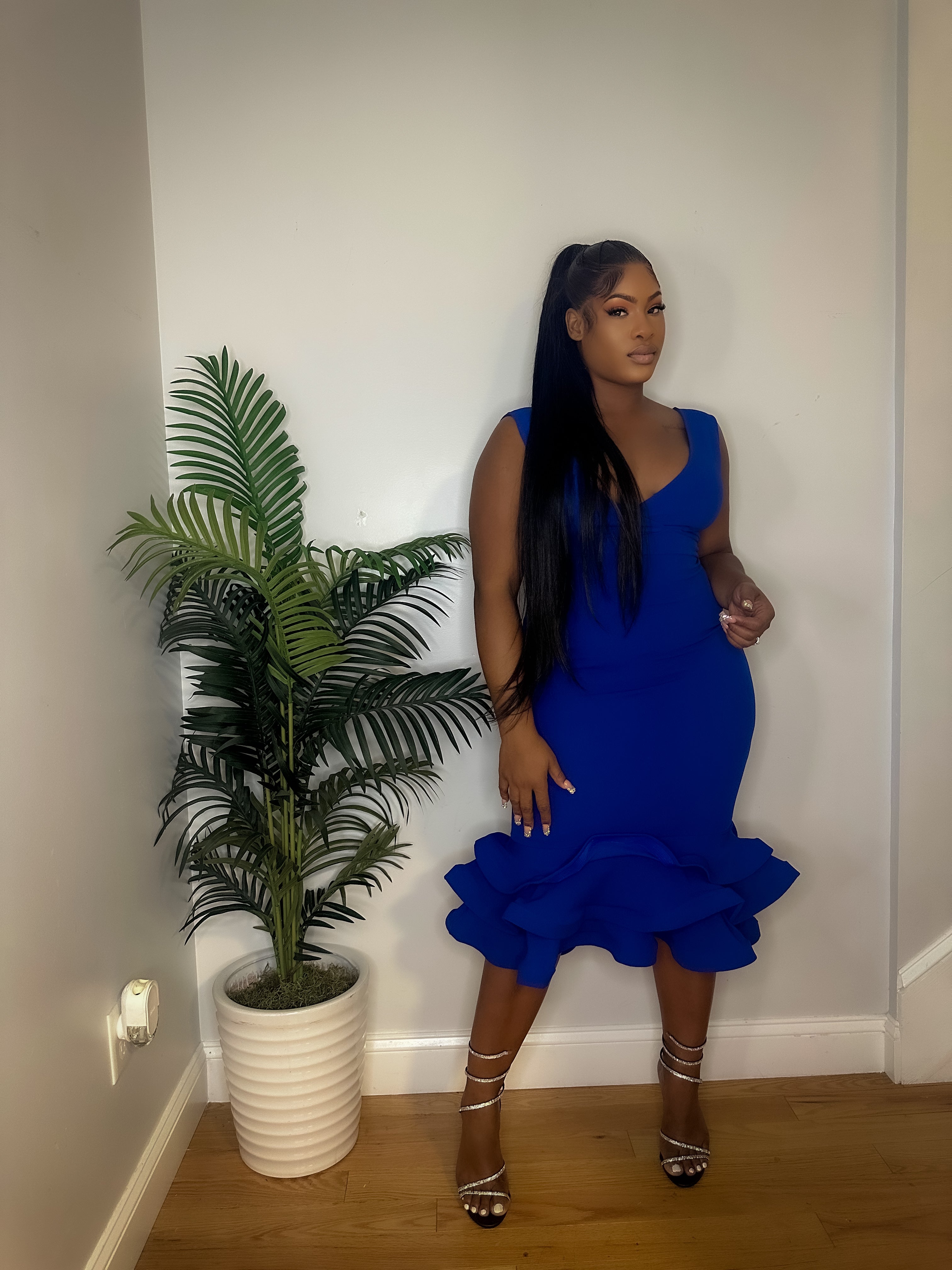 The mid Ruffle dress (Blue)