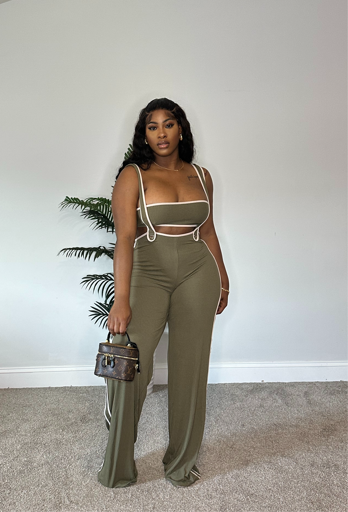 Living it up overall set (Olive)