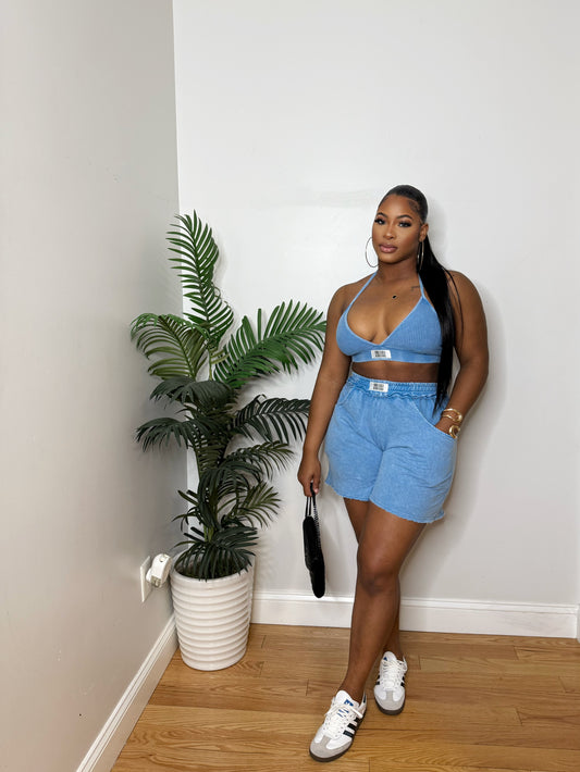 No Excuse Short Set (orange) (Marine Blue)
