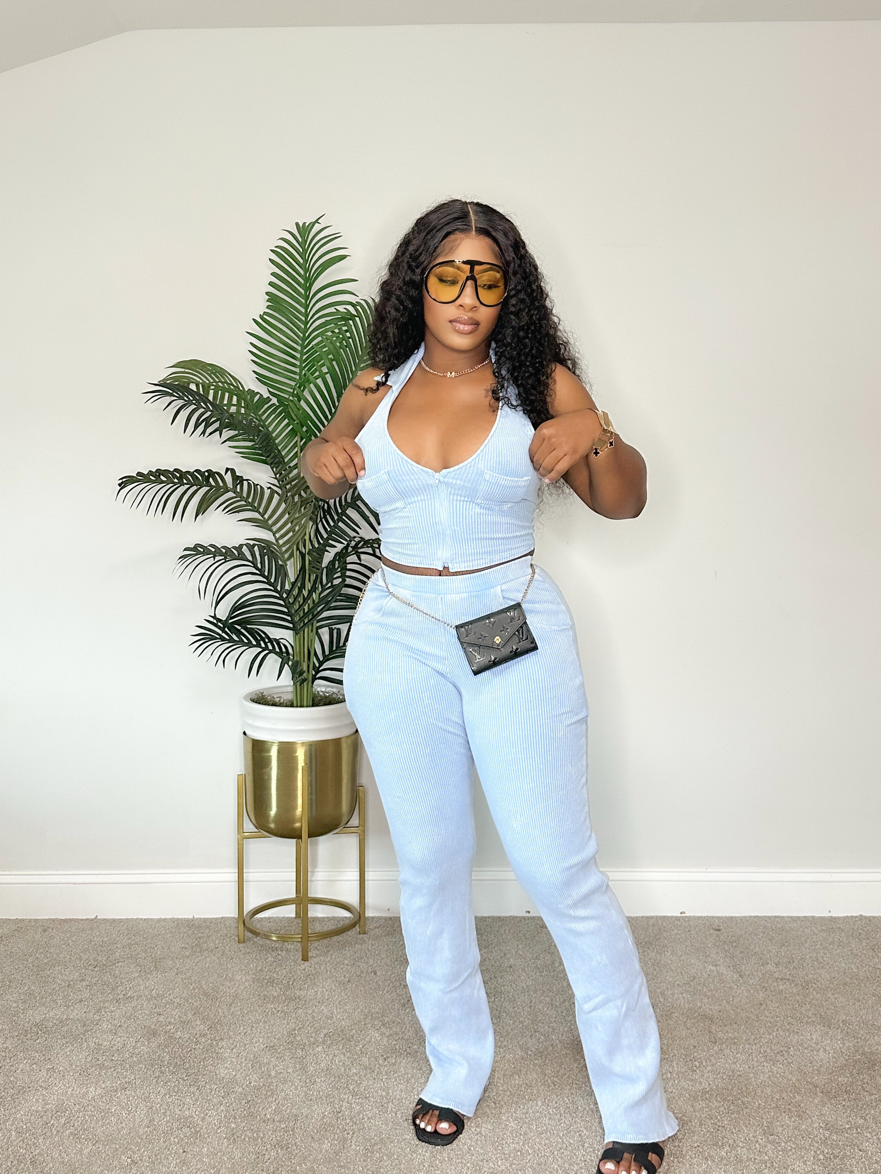 Peace of mind pants set ( Blue)